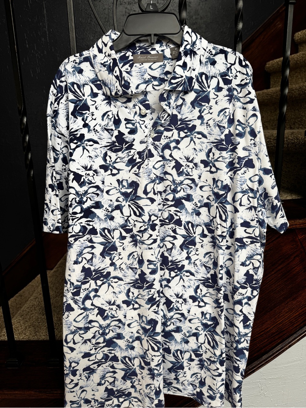 Daniel Cremieux White Polo with Navy Floral Print
